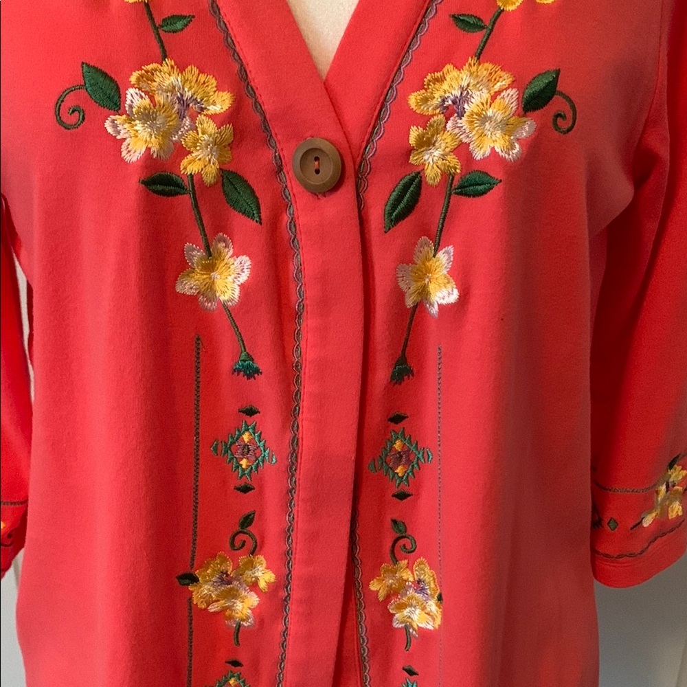 Floral Embroidered Knit Cardigan NWOT